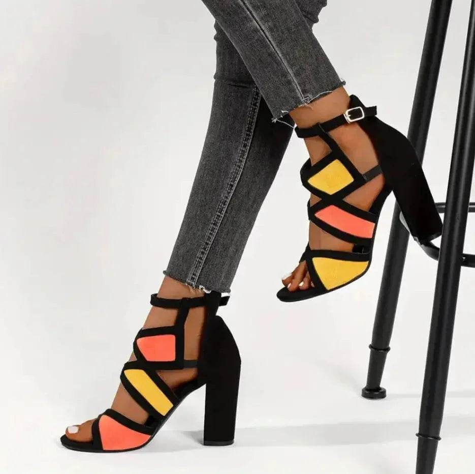 Women’s Black Block Heels Sandal Comfortable for Wedding, Party & Casual Wear - SCSSTORE.PK