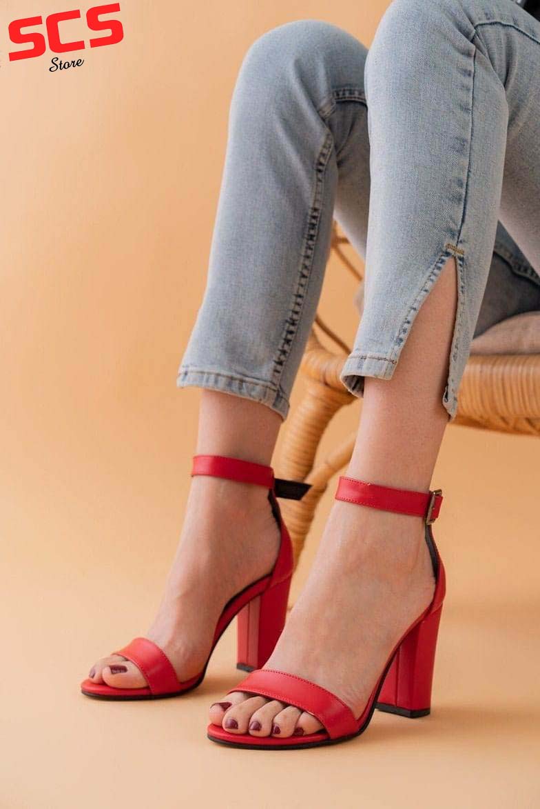 Easy to Walk Red Heel Sandals for Daily Wear
