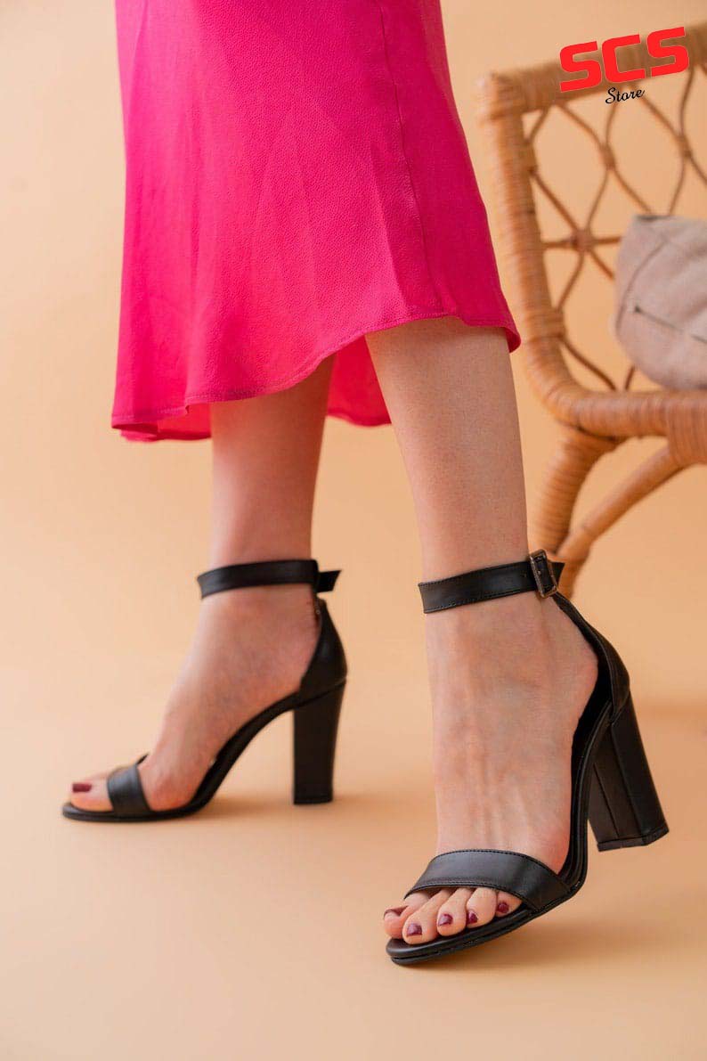 Elegant Ladies Party Sandals with Heels Black