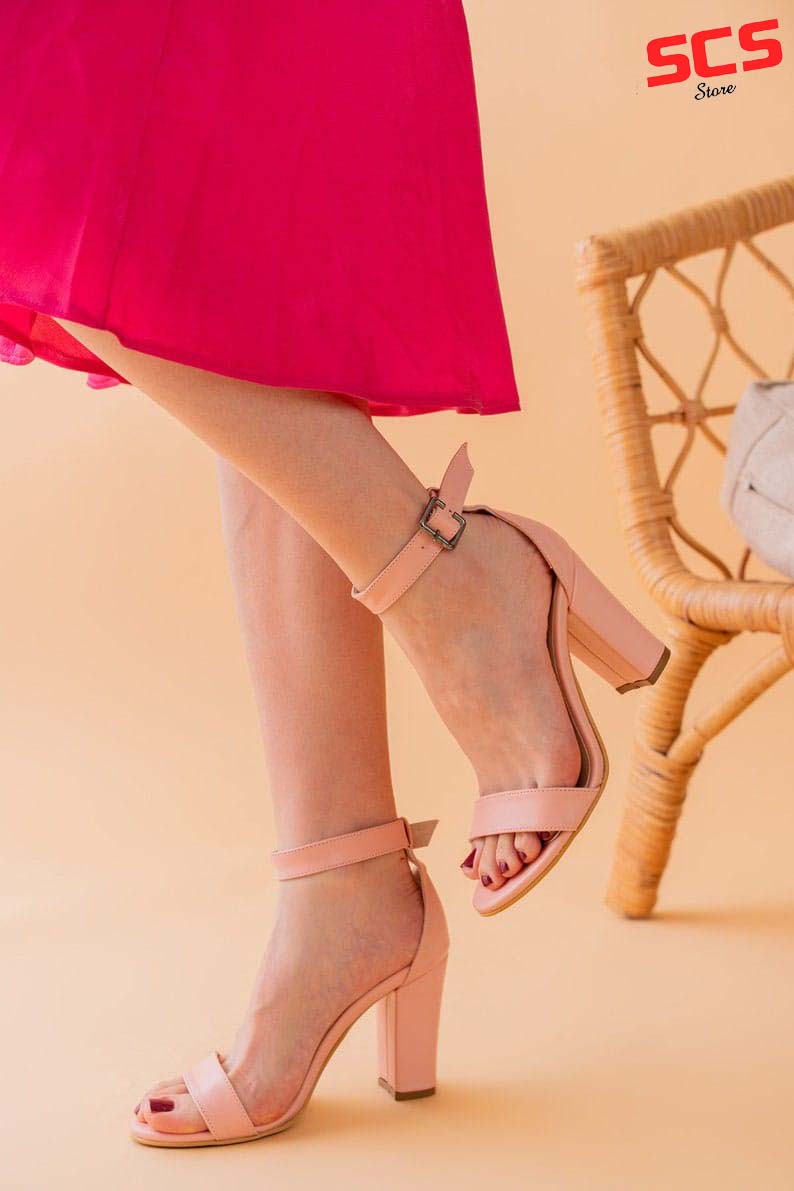 Women’s Comfortable Block Heel Sandals – Easy to Walk in Red, Black & Light Pink - SCSSTORE.PK