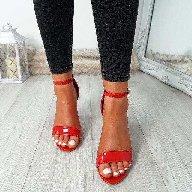 Women’s Block Heels Sandal Red Black Stylish & Comfortable - SCSSTORE.PK