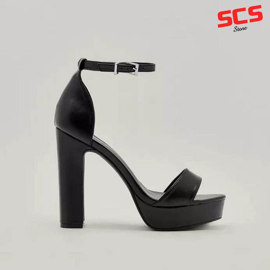 Women’s Block High Heels Platform Sandal Black - SCSSTORE.PK