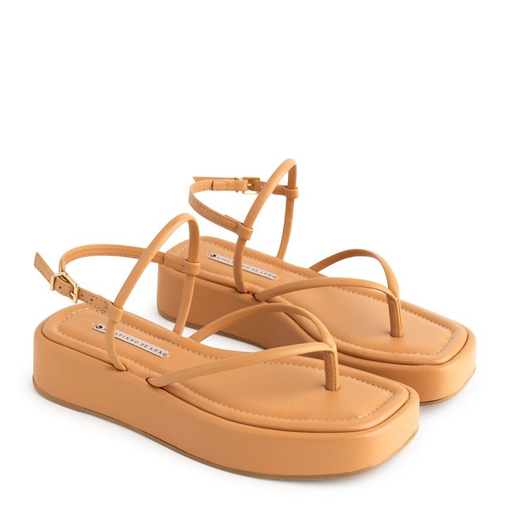 Women’s Luxury Platform Wedge Strappy Toe Block Heel Sandals – Bridal, Party and Office Wear (Brown, Beige) - SCSSTORE.PK