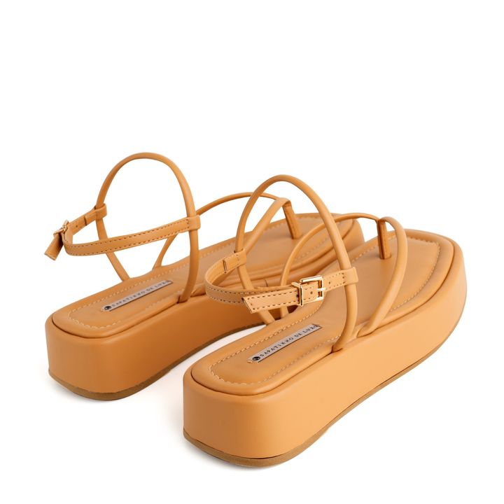 Women’s Luxury Platform Wedge Strappy Toe Block Heel Sandals – Bridal, Party and Office Wear (Brown, Beige) - SCSSTORE.PK