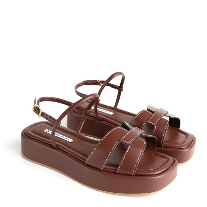 Women’s Luxury Umber Platform Wedge Strappy Toe Block Heel Sandals – Bridal, Party and Office Wear (Brown, Beige) - SCSSTORE.PK