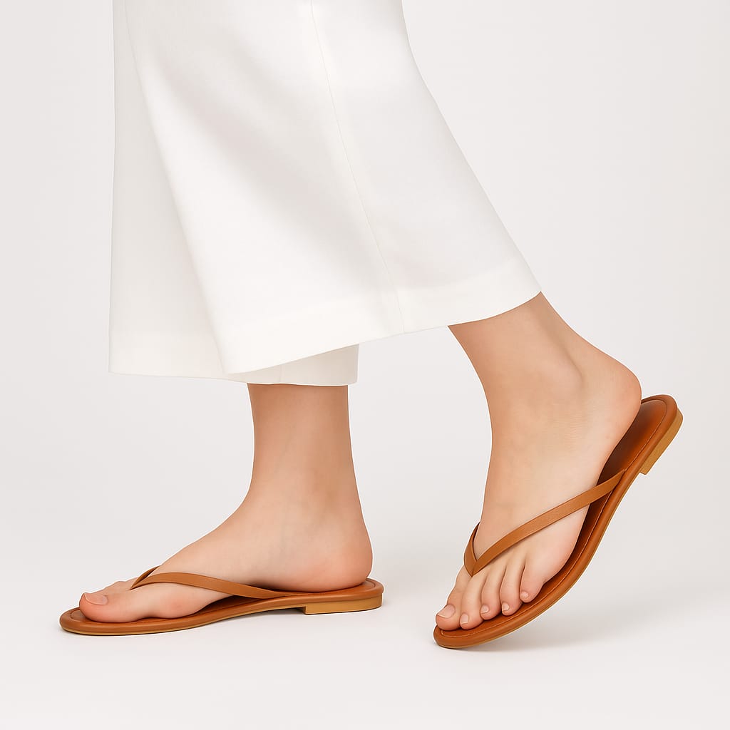 Women’s V-Shape Flat Slippers in Brown – Stylish and Comfortable Casual Shoes

